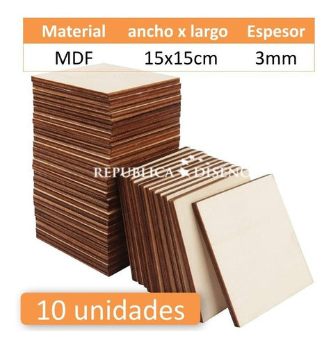 Republica Diseño Square Base 15x15cm MDF Coaster Decor 1