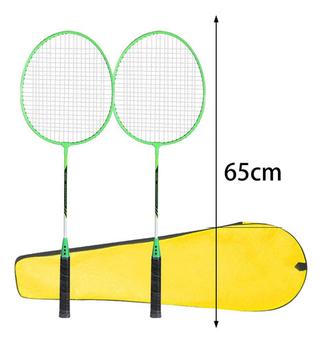 2 Pçs Conjunto De Raquetes De Badminton Portátil Com Verde 1