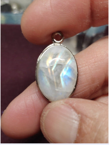 Moonstone Pendant with Surgical Steel Chain 2