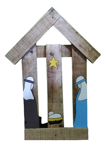 Arte en Palets: Handcrafted Wooden Nativity Scene - Fence Style 4