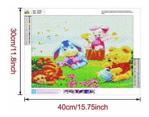 Syjinghao DIY 5D Diamond Painting Kit, 16x12 Tigger Winnie The Pooh Roo Round Full Drill Crystal Rhinestone Embroidery Cross Stitch Arts Craft Canvas For Home Wall Decor Adults And Kids 1