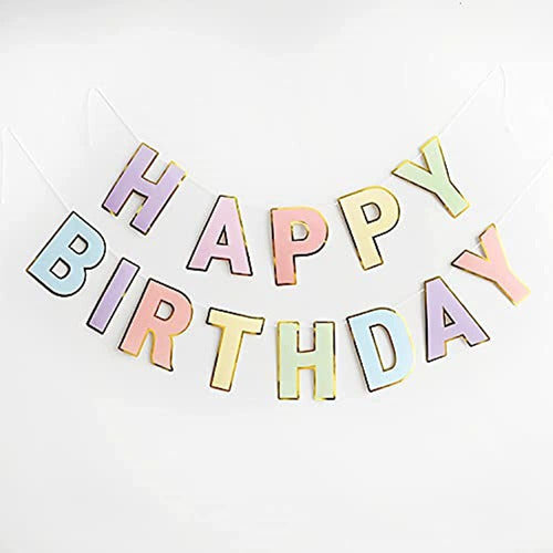 Ebabyland Happy Birthday Banner Pastel - Macaron Colorful Letters 0