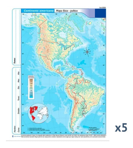 5 Maps América N°3 División Físico Político Escolares 2