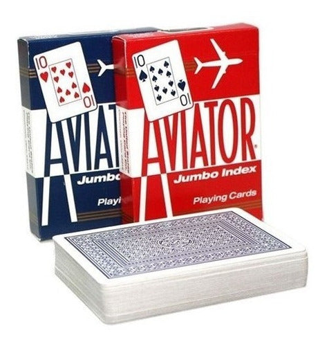 Aviator Jumbo Index Poker Cards - 2 Decks (Blue & Red) 0