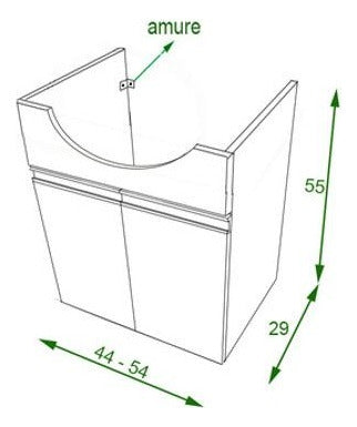 Mueble Para Baño Colgante De 0,60 Cm Abedul Con Bacha Hueso 1