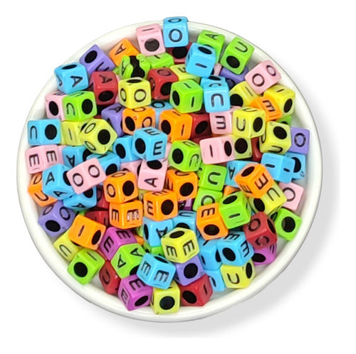 Warawara Insumos Colored Vowel Letter Cubes 6mm 25g 160u Bijou 0