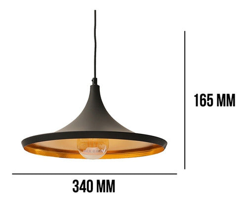 Etheos Beat Wide Black Copper E27 Modern Deco Pendant Lamp 1