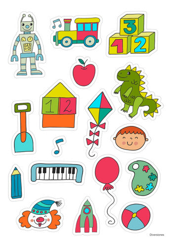 Combo 4 Planchas De Stickers Infantiles Para Nenes 3