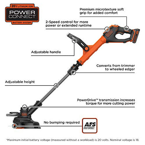 Black+Decker LSTE525 - Cordless String Trimmer Max 20 V, 30.5 cm 1