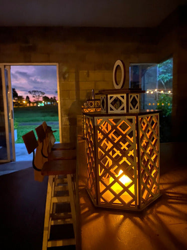 White Laminated MDF Lantern with LED Candles 4