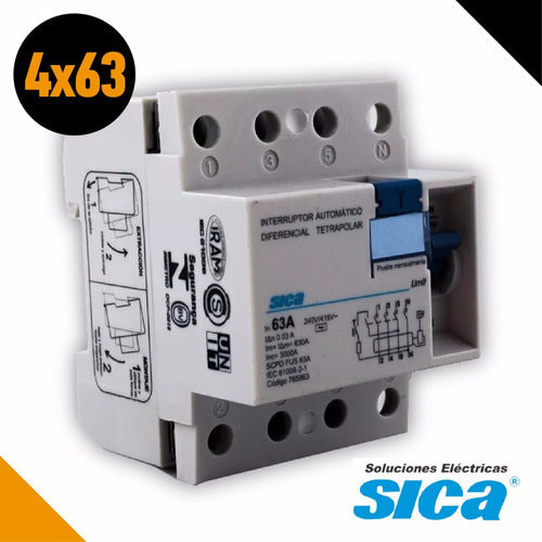 SICA 4x63 4Pole 63A Differential Circuit Breaker 1