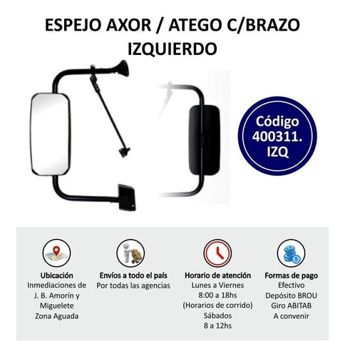 Bepo Brasil Axor/Atego Left Arm Mirror - Code: 400311 0