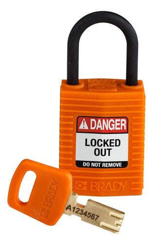 Candado De Bloqueo Brady Safekey - Nylon - Naranja - Grillet 0