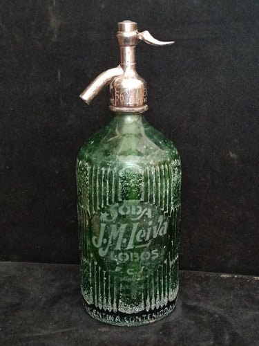 Antiguo Sifón Botella Verde Cabeza De Plomo Coincidente 1 Lt 0