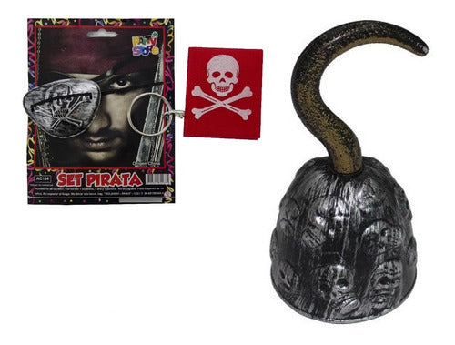 Party Store Pirate Set with Hook, Eye Patch, Hoop and Bandana 0