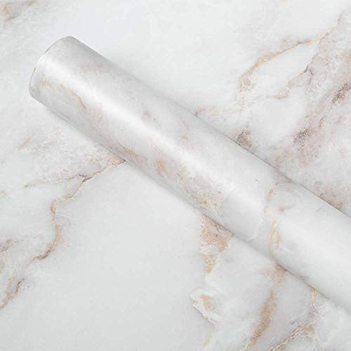 Homein Marble White Self-Adhesive Wallpaper 17.5 X 78.7 Inches 0