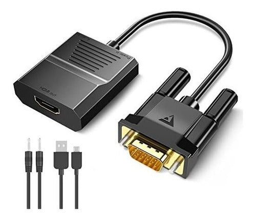 Convertidor Vga A Hdmi Con Audio Hasta 1080p Cable De 0.5m 0