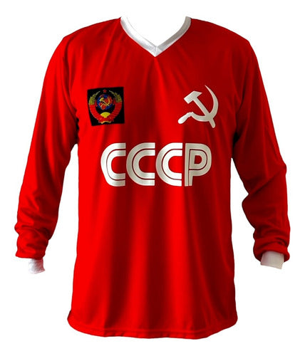 Red Long Sleeve Retro USSR CCCP T-Shirt 0