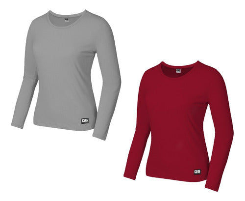 Pack of 2 Women's Long-Sleeve Thermal T-Shirts First Skin by G6 4