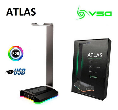 VSG Atlas Black RGB Headset Stand - Original New 6