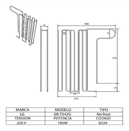 LG No Frost Refrigerator Heater GR-TS42G 220V 3