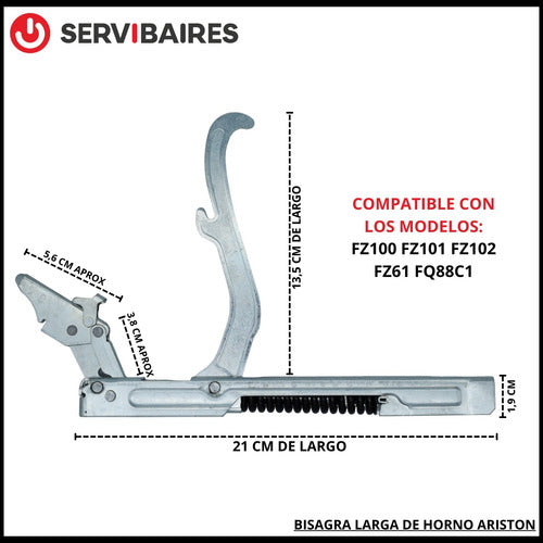 Ariston Long Oven Door Hinge Fz102 Fz61 Fq88c1 1