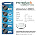 Renata CR2016 3V Lithium Battery Pack of 5 2