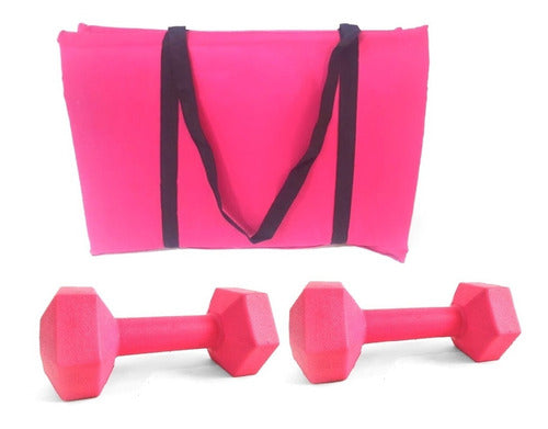 Tourmalhyn Training Set: Foldable Mat + 2kg Dumbbells 0