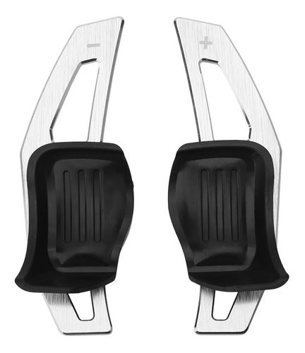Silver Plastic Steering Wheel Shift Paddles for VW Vento Mk6 Golf Passat 1