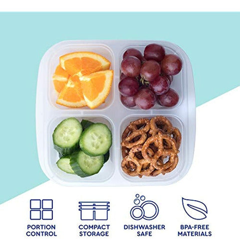 Easylunchboxes 4-Compartment Snack Box - Contenedores de Comida 1