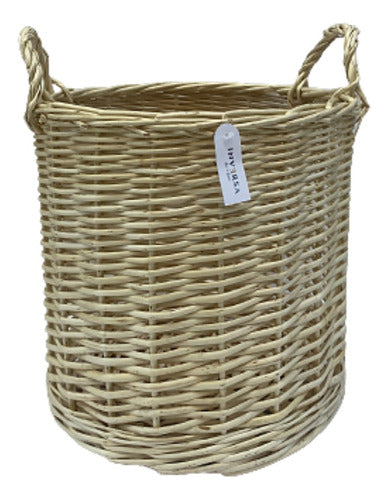 Inversa Deco Round Wicker Firewood Basket with Handles 0