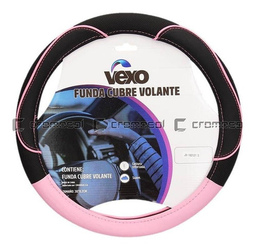 Vexo Steering Wheel Cover 38cm Eco-Leather Black and Pink Maranello 1