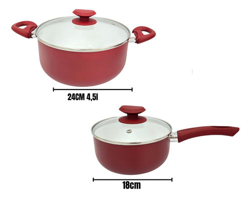 Roswell Bateria Cocina Ceramica Roja 10pz Pava Especieros 2