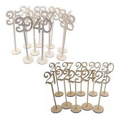 Natural Wood Table Number Set 1-40 2