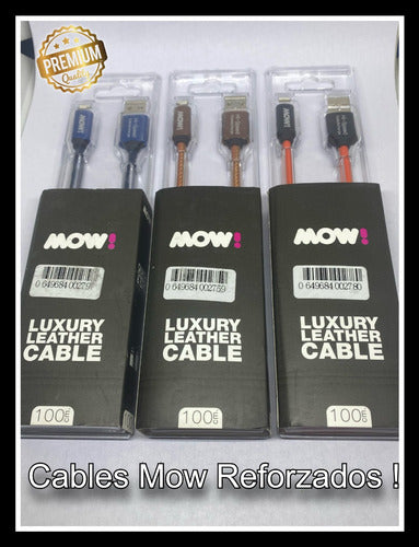 MOW! Luxury Leather Cable for iPhone iPad, Reinforced Quick Charge Metal 1m 28