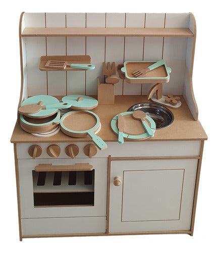 Wooden Kids Kitchen + Dish Set 0