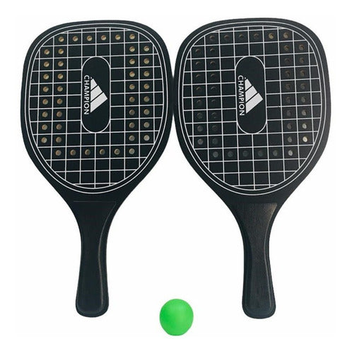 Faydi Wooden Paddle Tennis Set with 2 Rackets and Ball 0