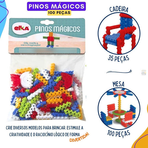 Kit Brinquedo De Montar Pino Mágico 100 Peças E Maxi Varetas 4