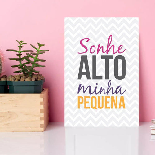 Placa Mdf Infantil Frase Menina Sonhe Alto 30x40cm 1