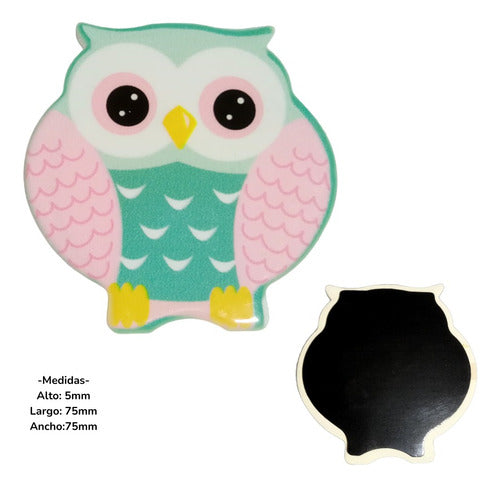 Set of 4 Ceramic Owl Magnets for Fridge Decoration Souvenir Assorted 3