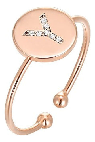 Pavoi 14k Initial Ring Rose Gold Plated Stacking Rings for Women 3