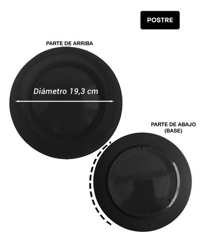 Durax Vajilla 24 Platos Postre Gema Color Negro 1