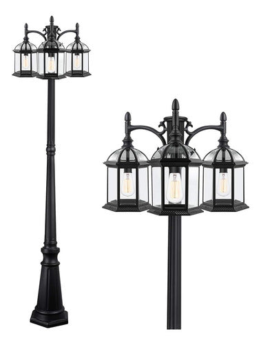 Partphoner 3-head Outdoor Lamp Post Light Birdcage, Impermea 0