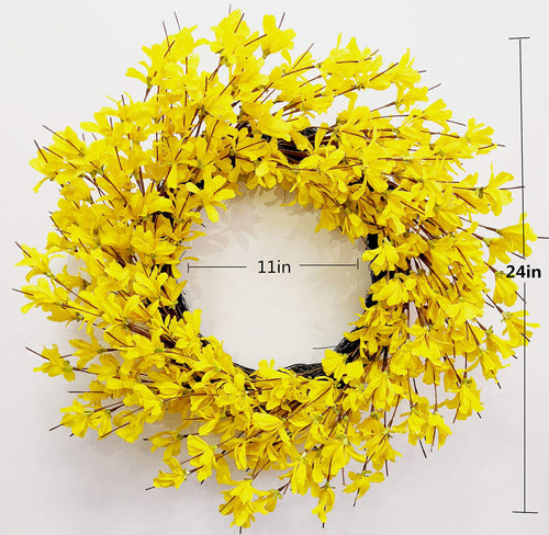 Corona Amarilla De Forsythia Para Puerta De Huashen De 24 Pu 1