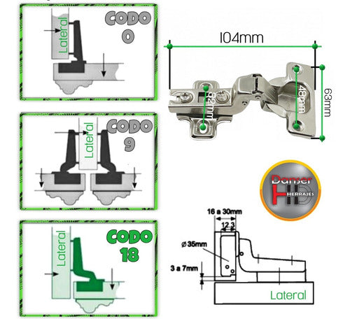Bisagra Resorte 35mm De Embutir Mueble De Cocina Codo 18 X50 1