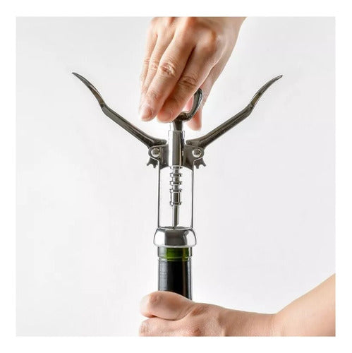 Manual Double Wing Wine Corkscrew Opener Stainless Steel 2