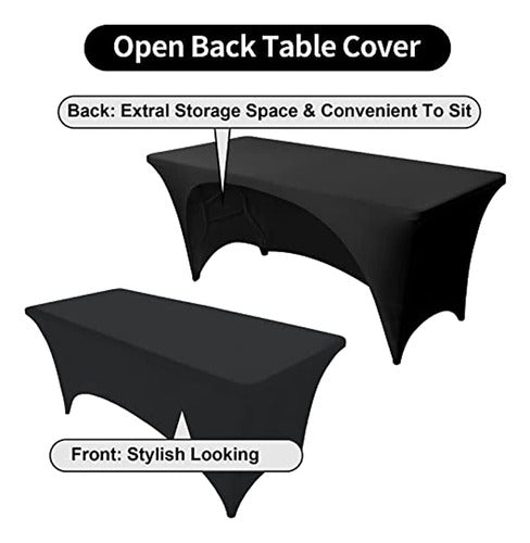 Festicorp Black Fitted Table Cover For 6 Foot Table - Spande 1