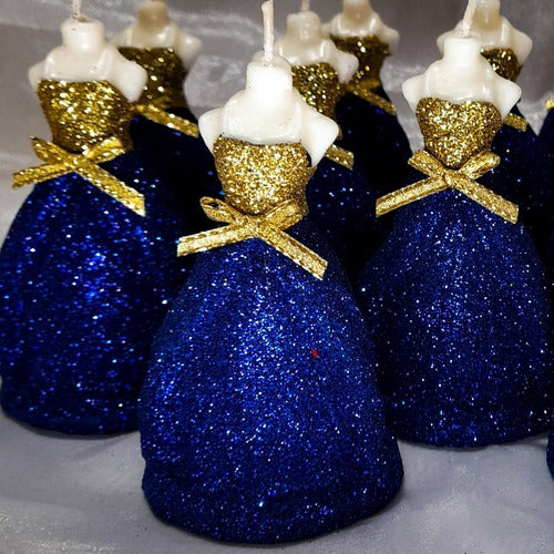 Set of 15 Handcrafted Glitter Finish Dress Candles for 15-Year-Old Ceremony 7