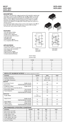 FSC/EVERLIGHT/LITEON 6N137 Optoacoplador Led-tr V. High Speed 2500v 8 Ttl X10 2