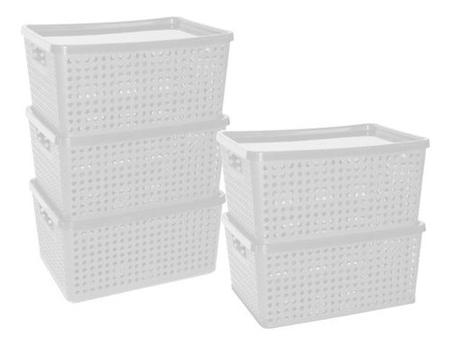 Colombraro Medium Plastic Orbital Basket with Lid Set of 5 Art 1828 5